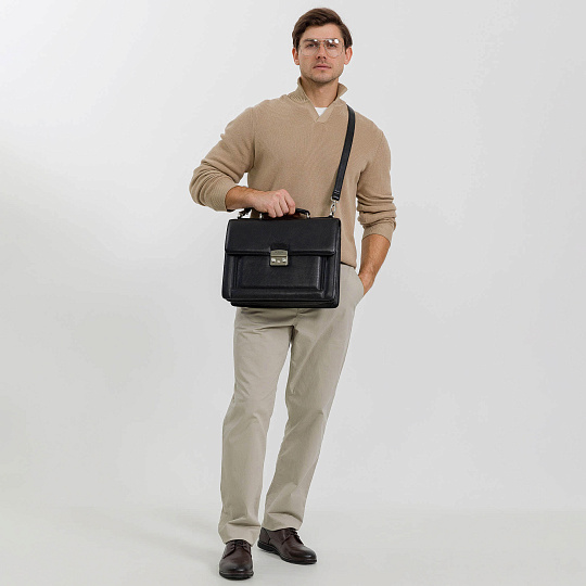 Портфель Dr.Koffer из натуральной кожи черный