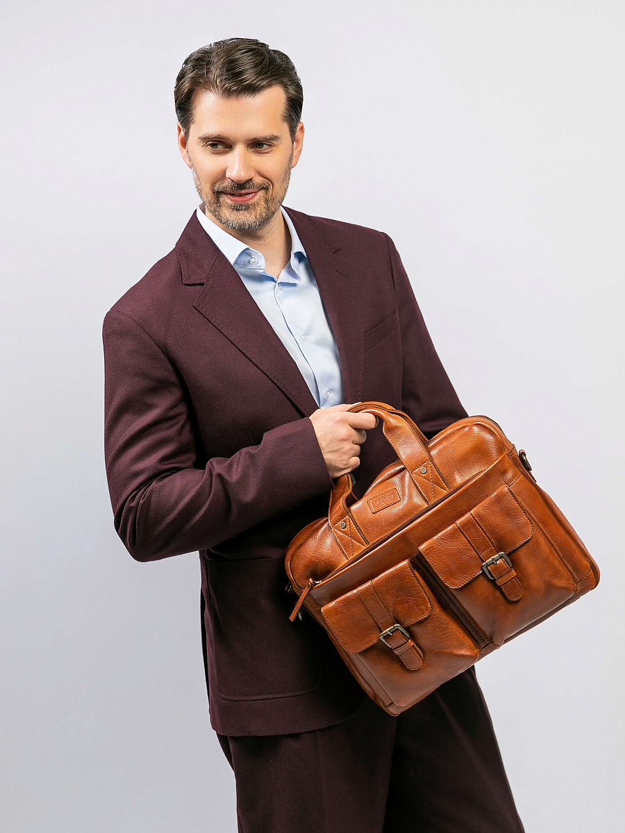 Деловая сумка Dr.Koffer из натуральной кожи коричневая