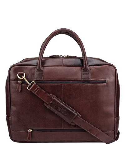 Деловая сумка Dr.Koffer из натуральной кожи темно-коричневая