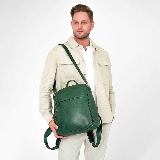 Рюкзак Dr.Koffer из натуральной кожи зеленый