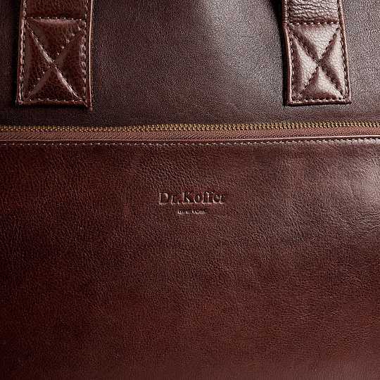 Деловая сумка Dr.Koffer из натуральной кожи темно-коричневая