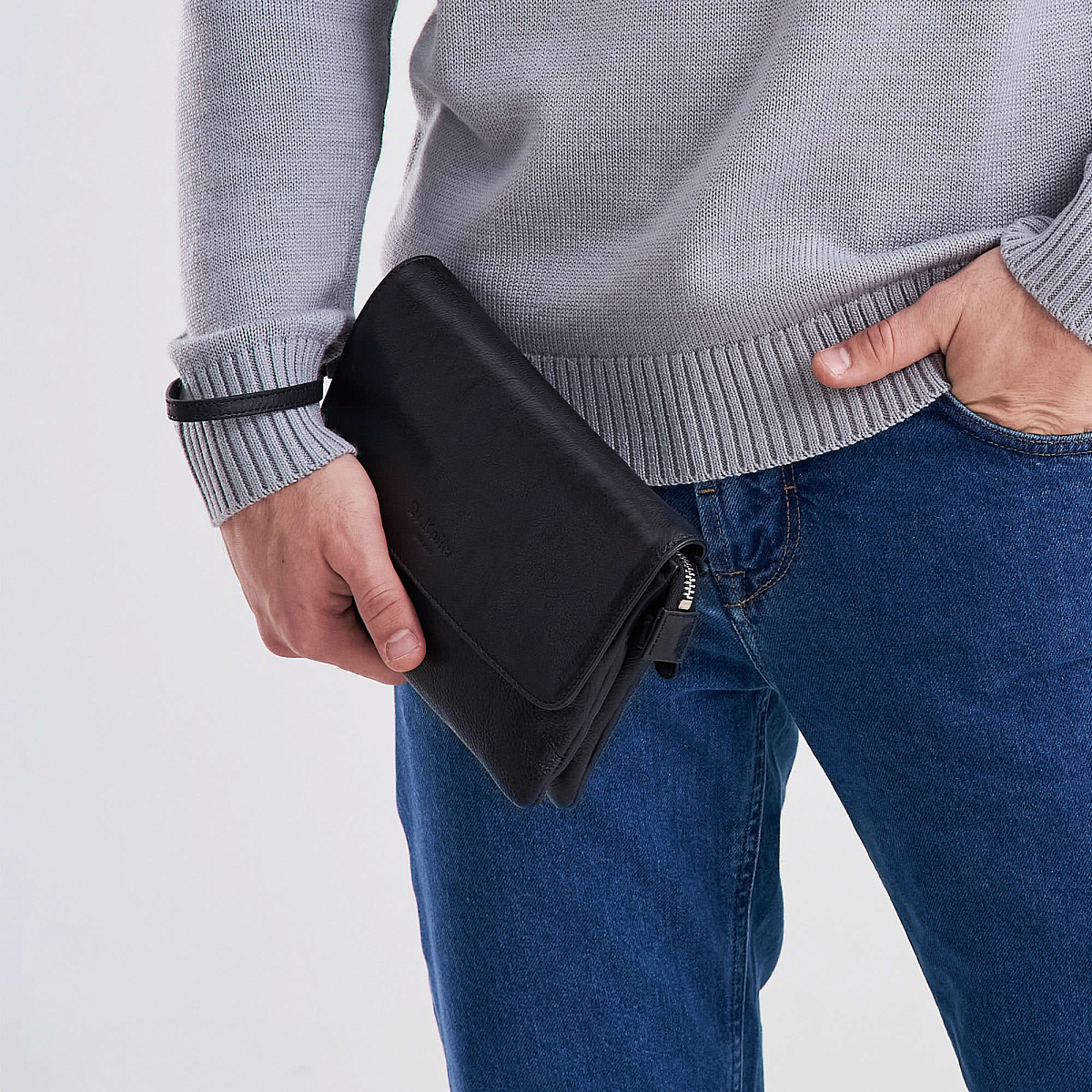 Сумка барсетка из натуральной кожи Dr. Koffer черная