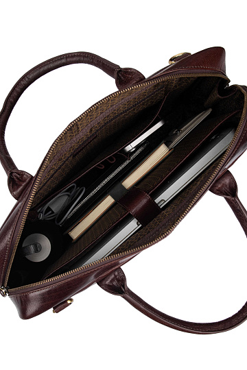 Деловая сумка Dr.Koffer из натуральной кожи темно-коричневая