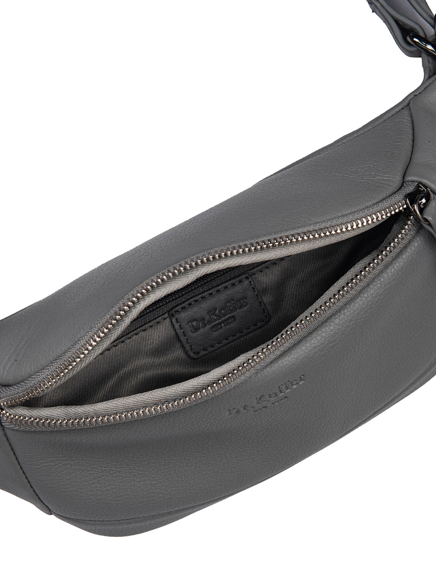 Сумка на пояс Dr. Koffer из натуральной кожи серая