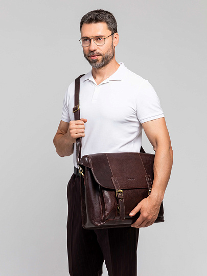 Портфель Dr.Koffer из натуральной кожи темно-коричневый