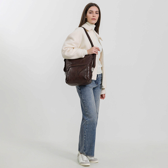 Сумка через плечо Dr.Koffer из натуральной кожи коричневая