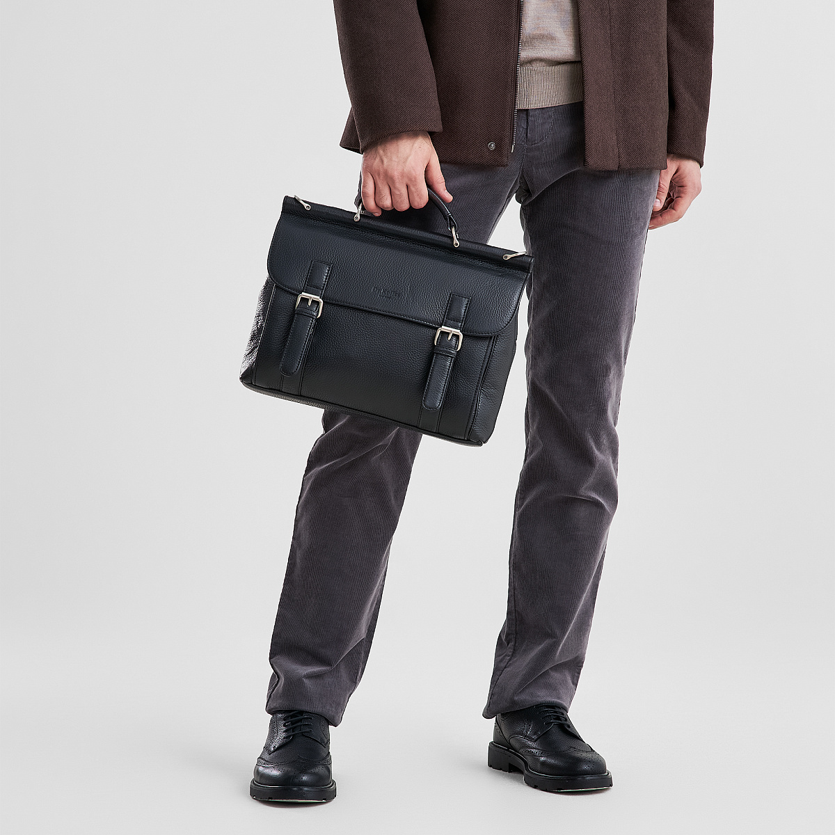 Портфель Dr.Koffer из натуральной кожи черный