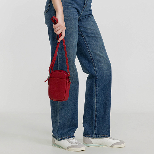 Сумка через плечо Dr.Koffer из натуральной кожи красная