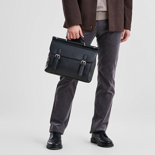 Портфель Dr.Koffer из натуральной кожи черный