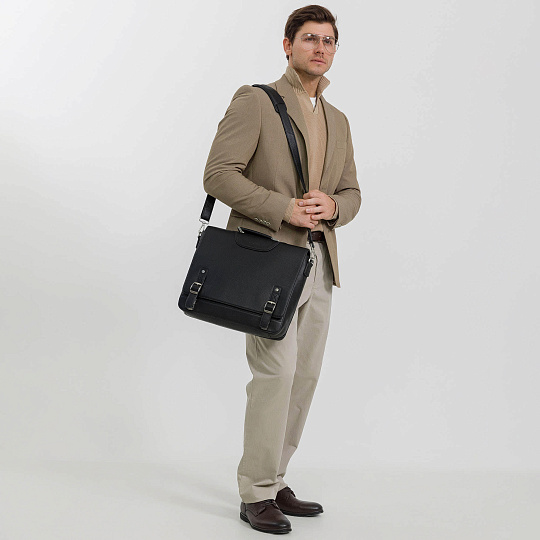 Портфель Dr.Koffer из натуральной кожи черный