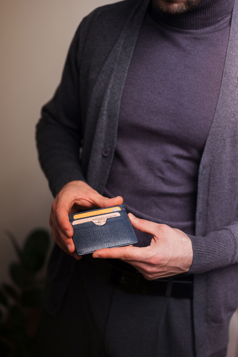 Кредитница Dr.Koffer из натуральной кожи синяя