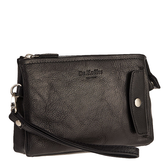 Сумка барсетка из натуральной кожи Dr. Koffer черная