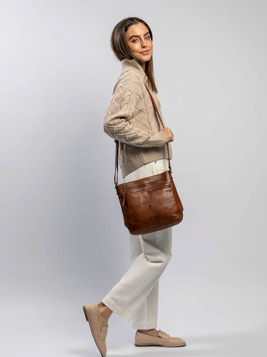 Сумка через плечо Dr.Koffer из натуральной кожи коричневая