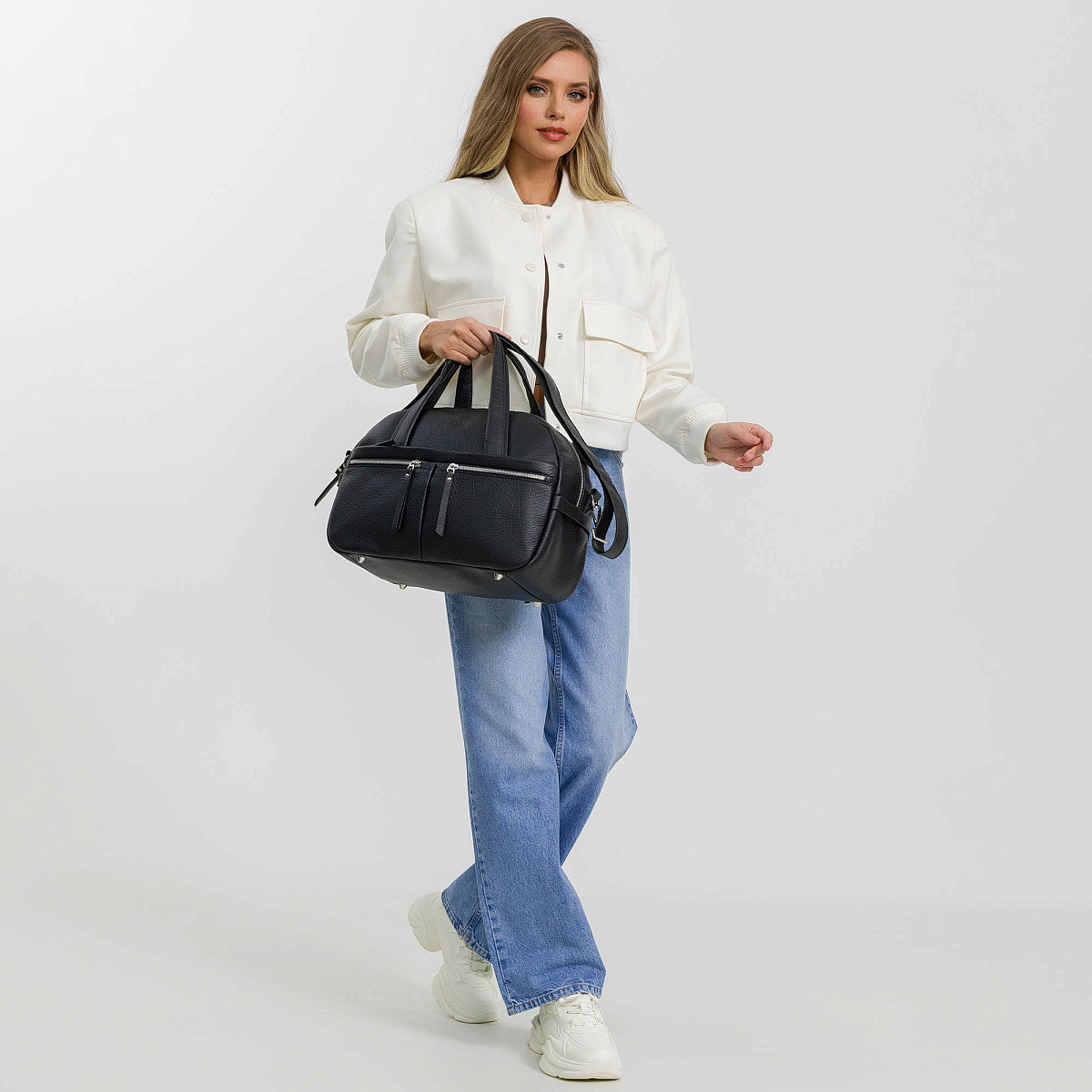 Сумка дорожная Dr.Koffer из натуральной кожи черная