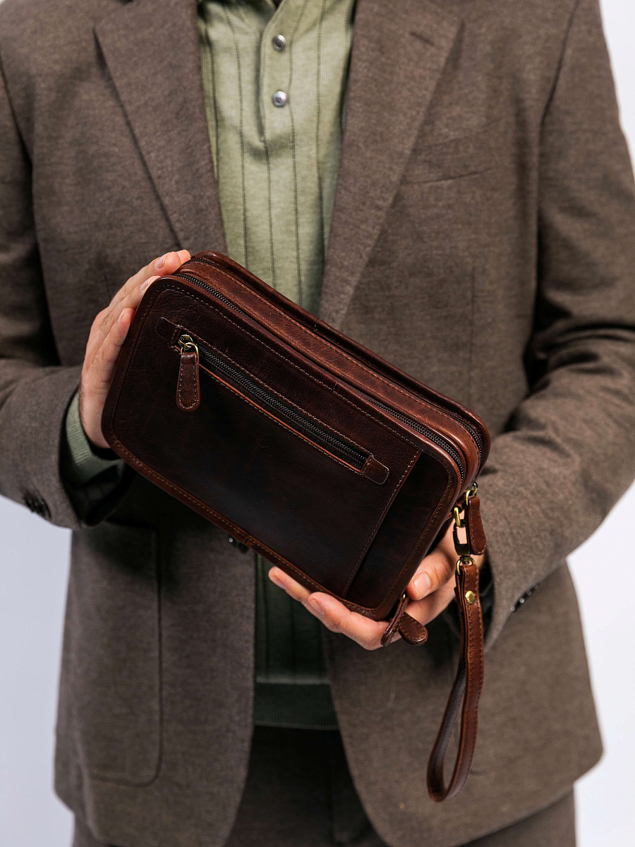 Сумка-визитка Dr. Koffer из натуральной кожи коричневая