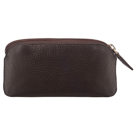 Ключница из зернистой темно-коричневой кожи на молнии с кармашком Dr.Koffer X510301-220-09