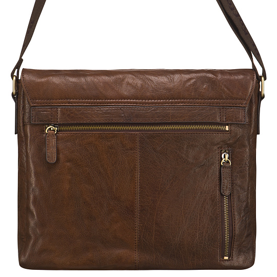 Коричневая сумка из "жатой" кожи с двумя молниями Dr.Koffer M402559-59-09