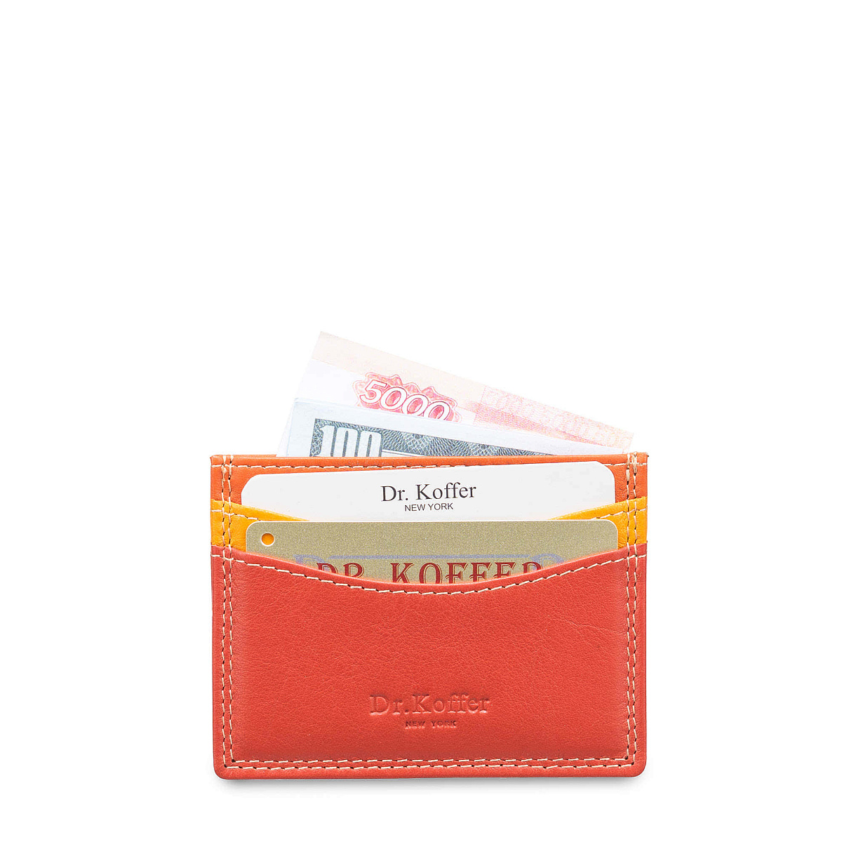 Кредитница Dr.Koffer из натуральной кожи оранжевая