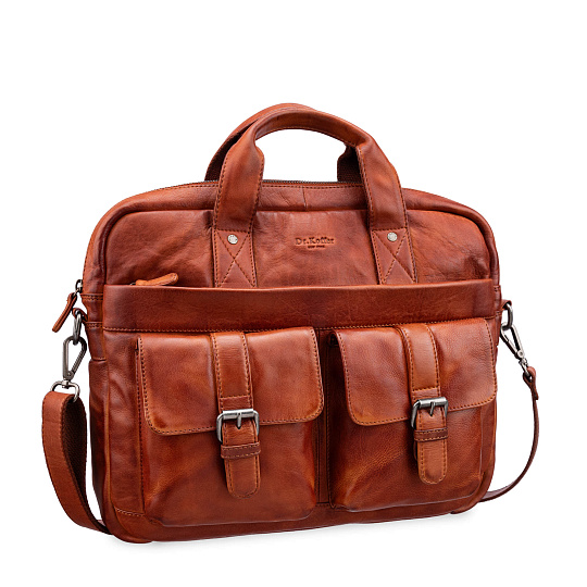 Деловая сумка Dr.Koffer из натуральной кожи коричневая