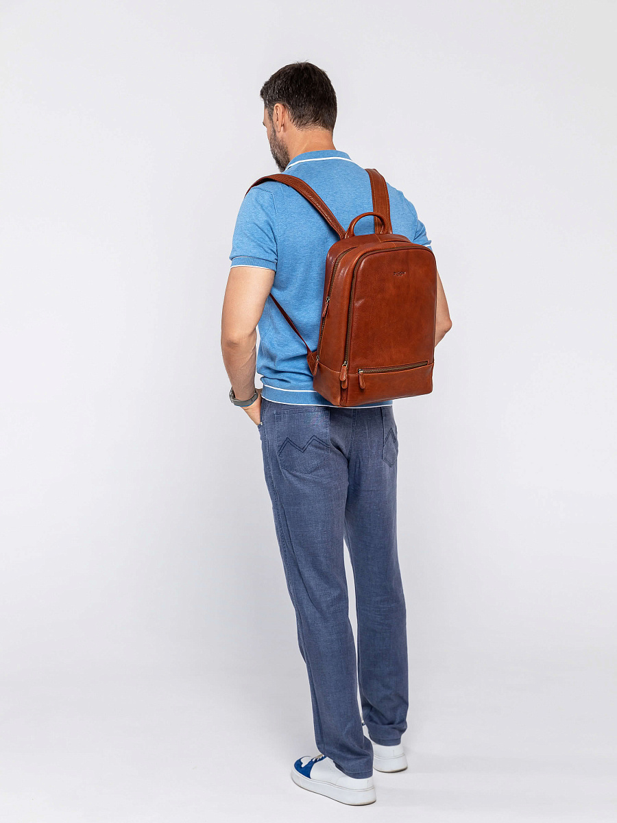 Рюкзак Dr.Koffer из натуральной кожи светло-коричневый