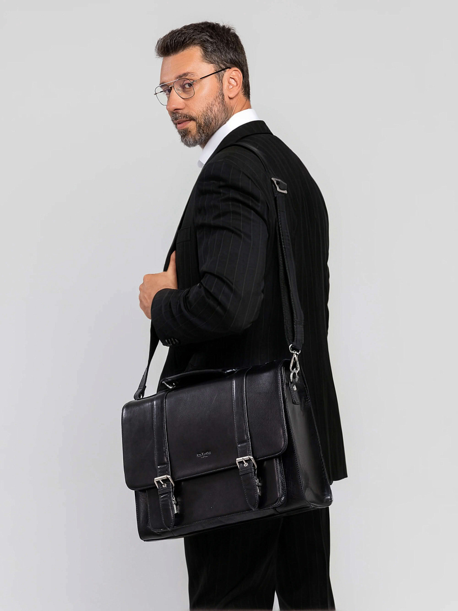 Портфель Dr.Koffer из натуральной кожи черный