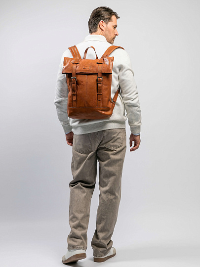 Рюкзак Dr.Koffer из натуральной кожи светло-коричневый