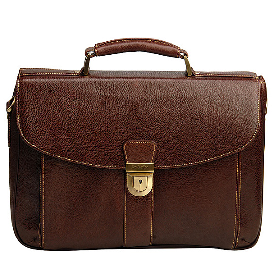 Портфель Dr.Koffer из натуральной кожи темно-коричневый