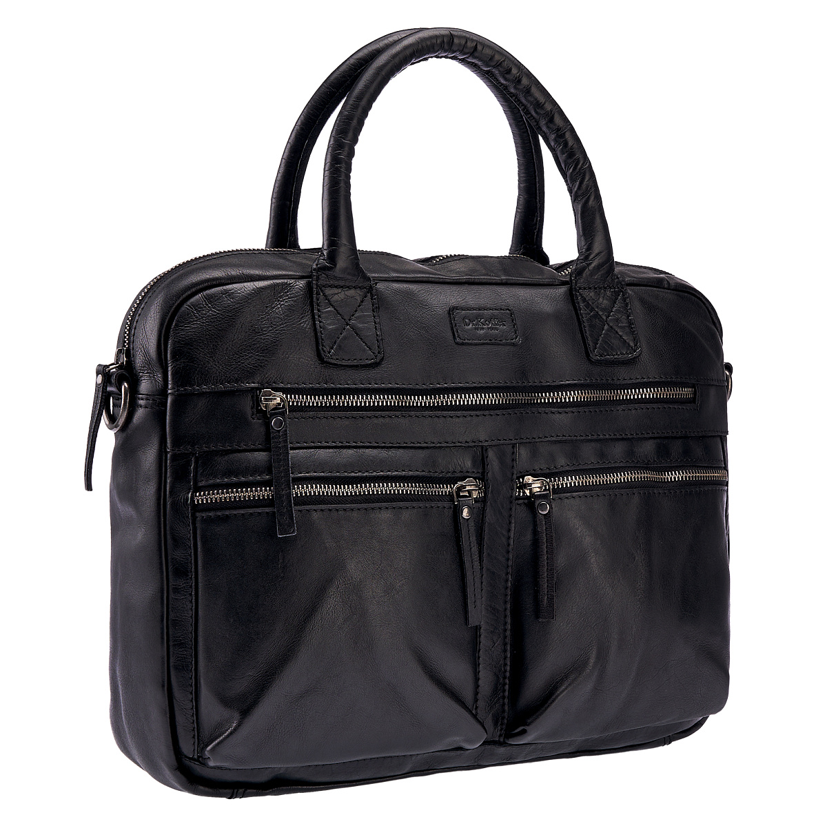 Деловая сумка Dr.Koffer из натуральной кожи черная