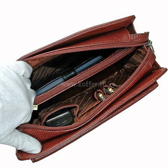 Сумка барсетка из натуральной кожи Dr. Koffer коричневая