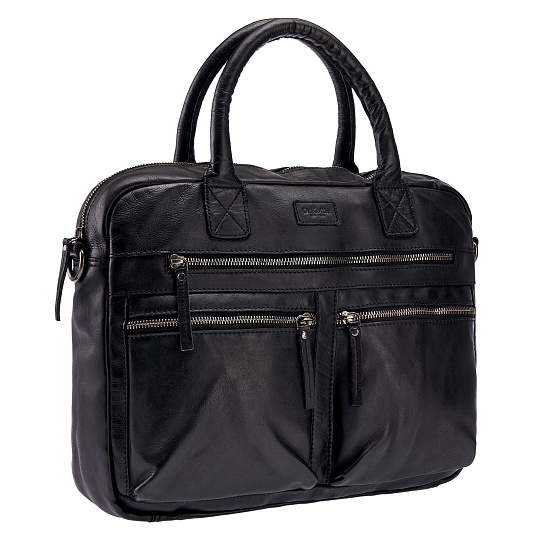 Деловая сумка Dr.Koffer из натуральной кожи черная