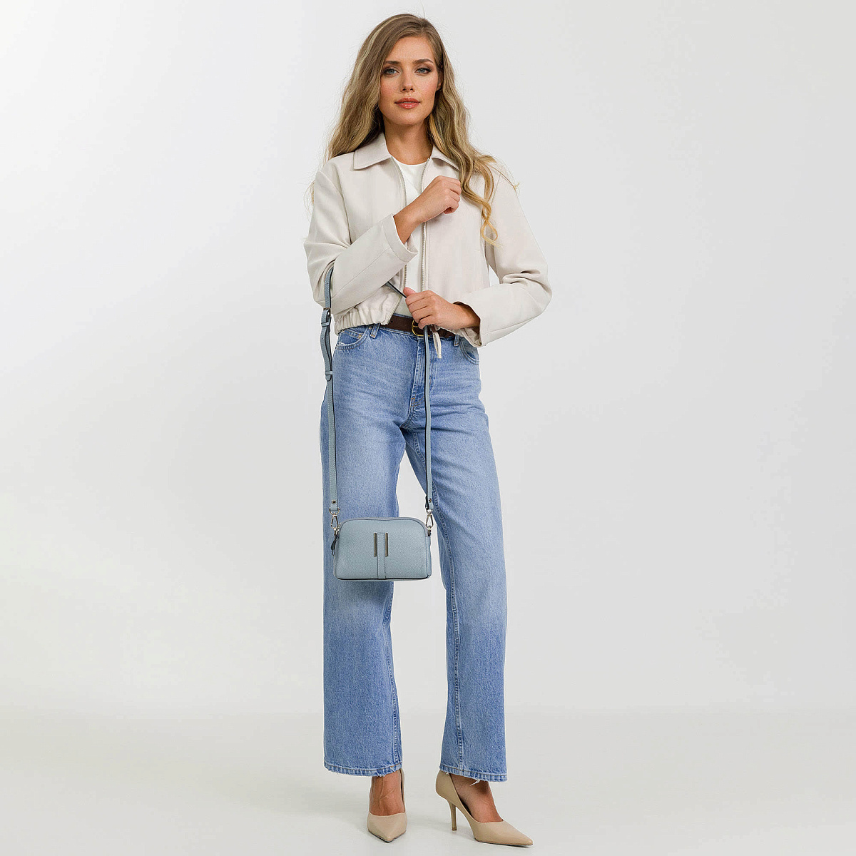 Женская сумка Dr. Koffer из натуральной кожи голубая