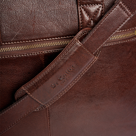 Деловая сумка Dr.Koffer из натуральной кожи темно-коричневая