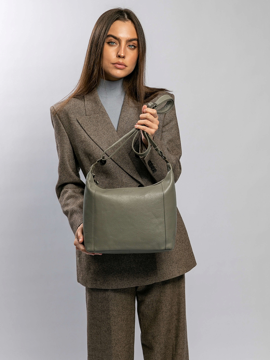 Сумка через плечо Dr.Koffer из натуральной кожи серая