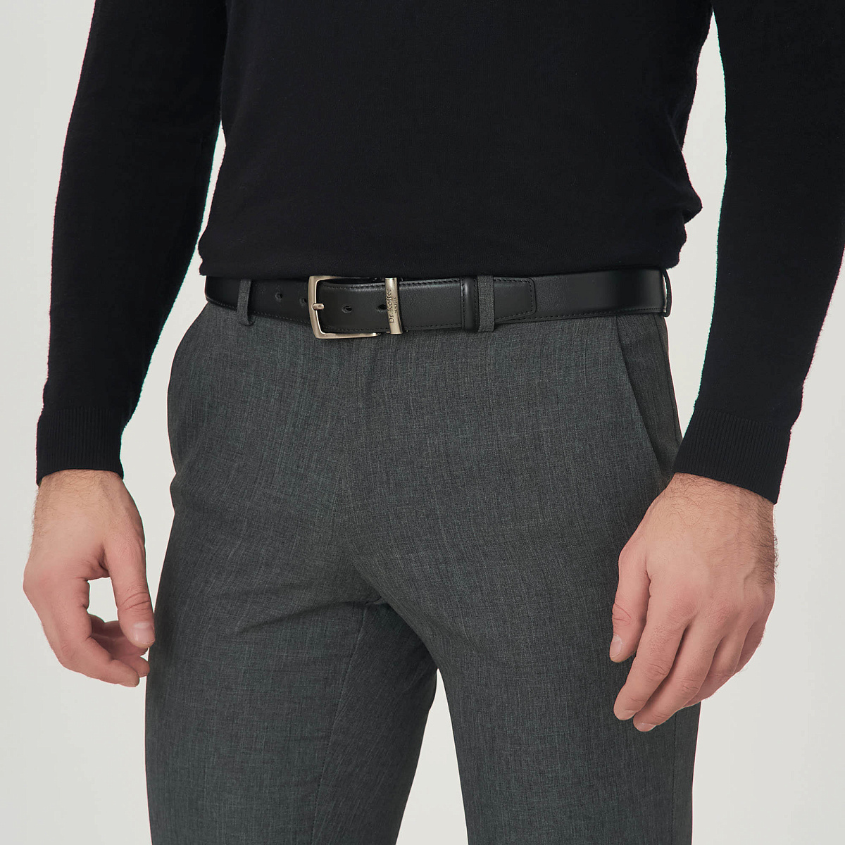 Ремень Dr. Koffer из натуральной кожи черный