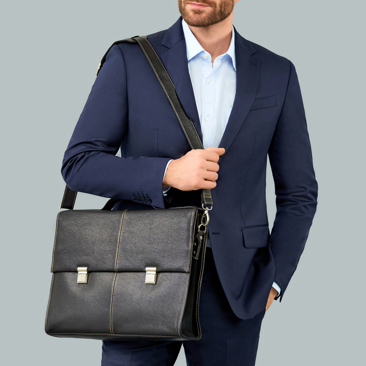 Портфель Dr.Koffer из натуральной кожи черный