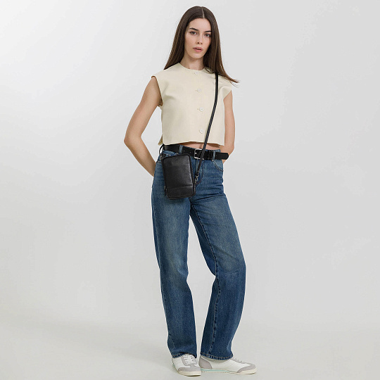 Сумка через плечо Dr.Koffer из натуральной кожи черная