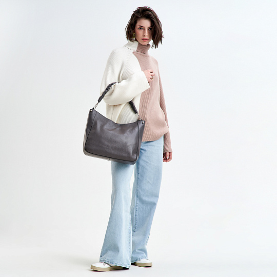 Женская сумка Dr. Koffer из натуральной кожи серая