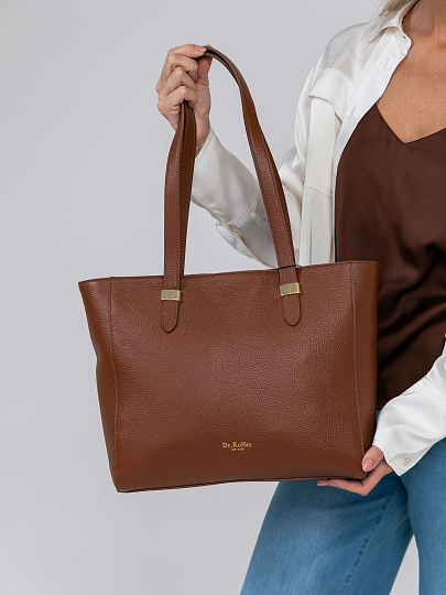 Женская сумка Dr.Koffer из натуральной кожи серая