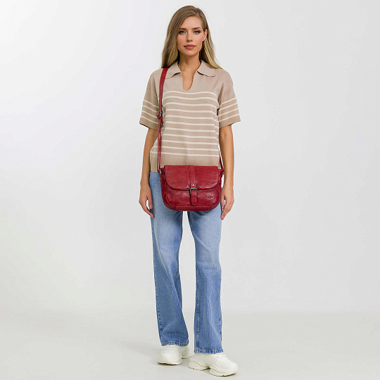 Сумка через плечо Dr.Koffer из натуральной кожи красная