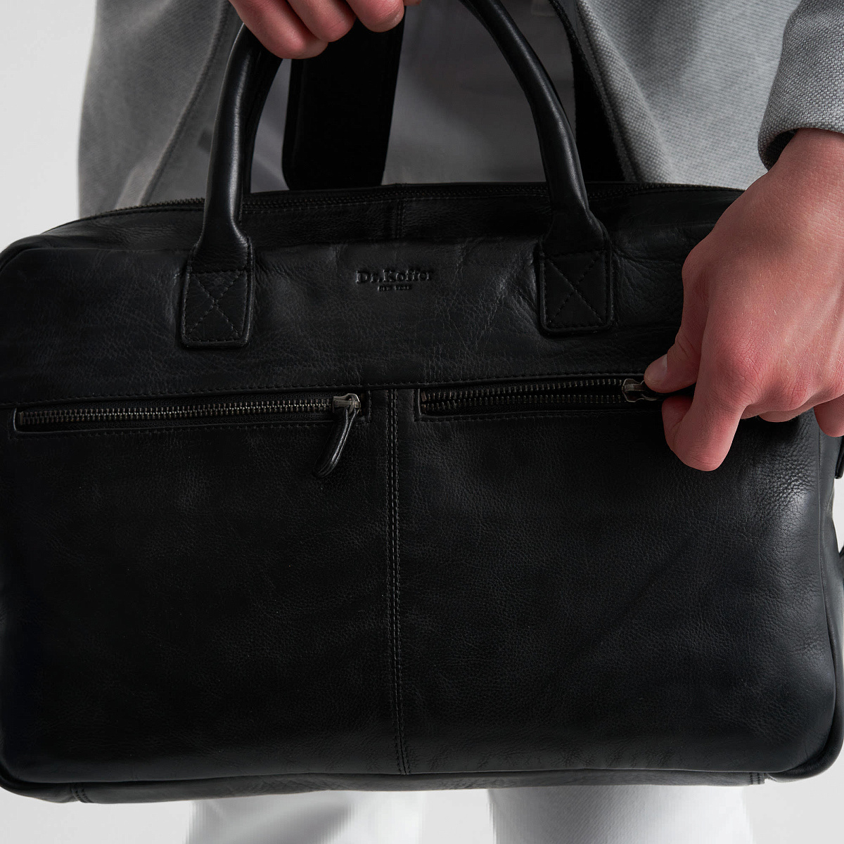 Деловая сумка Dr.Koffer из натуральной кожи черная