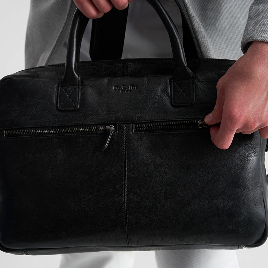 Деловая сумка Dr.Koffer из натуральной кожи черная