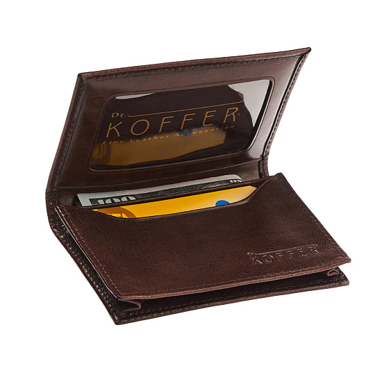Визитница Dr.Koffer из натуральной кожи темно-коричневая