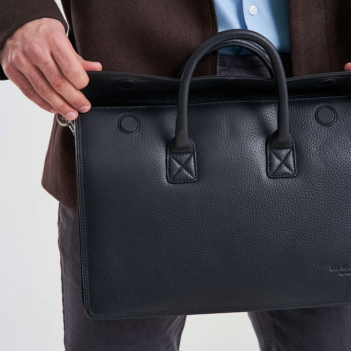 Деловая сумка Dr.Koffer из натуральной кожи черная