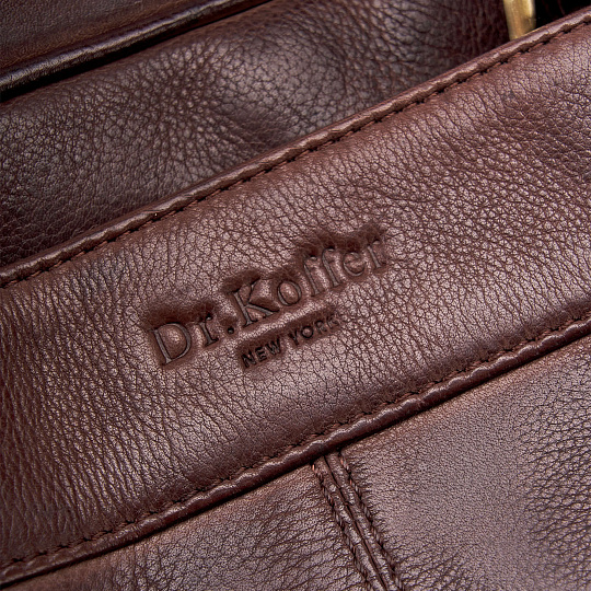 Деловая сумка Dr.Koffer из натуральной кожи темно-коричневая