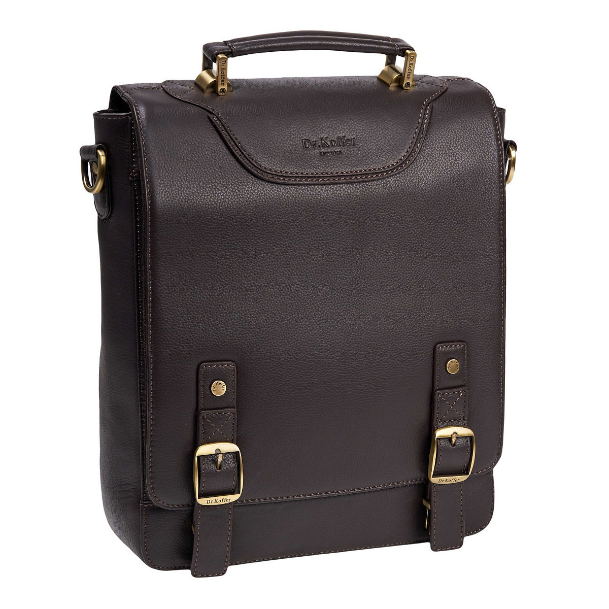 Деловая сумка Dr.Koffer из натуральной кожи темно-коричневая
