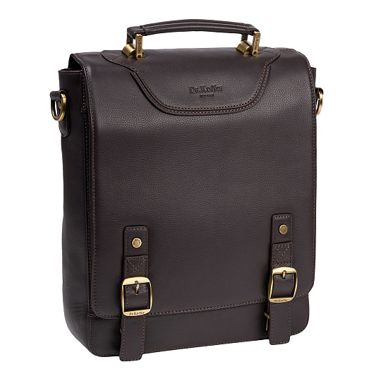 Деловая сумка Dr.Koffer из натуральной кожи темно-коричневая
