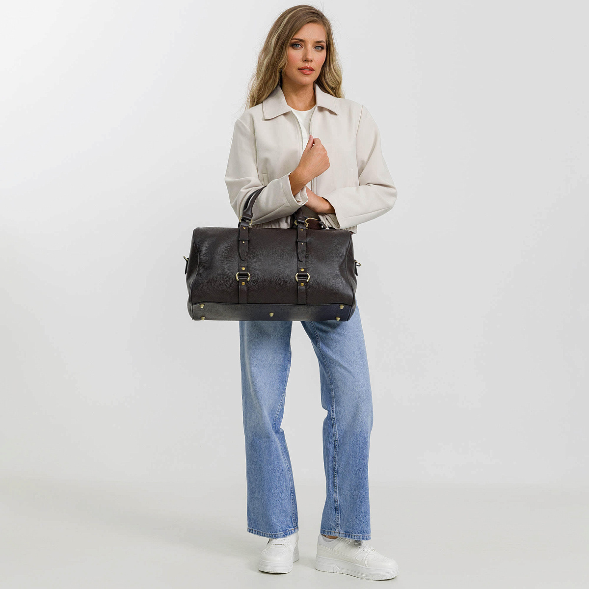 Дорожная сумка Dr.Koffer из натуральной кожи коричневая