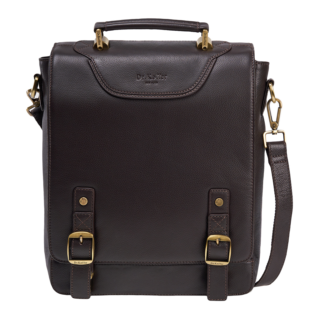 Деловая сумка Dr.Koffer из натуральной кожи темно-коричневая