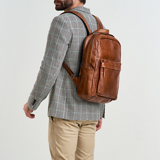 Рюкзак Dr.Koffer из натуральной кожи светло-коричневый