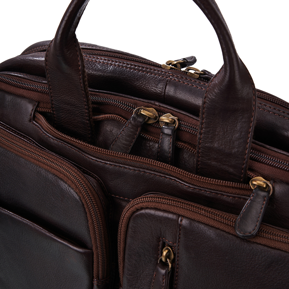 Деловая сумка Dr.Koffer из натуральной кожи темно-коричневая